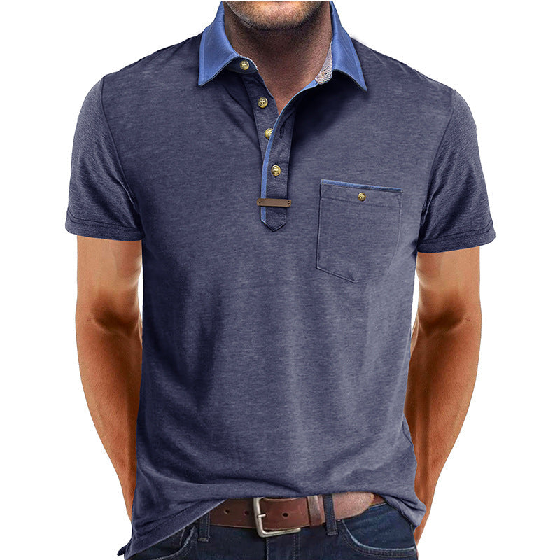 Moderne heren polo korte mouw, contrasterende kraag en borstzak. Casual, stijlvol en een perfecte pasvorm.