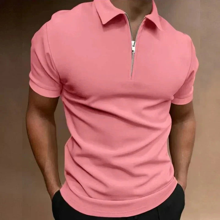 Comfortabele heren polo met polokraag en halve rits. Korte mouw, ideaal voor een smart casual zomerlook.