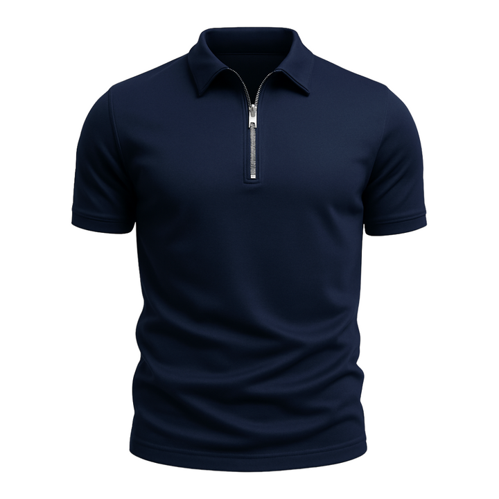 Heren polo met korte mouw en stijlvolle halve ritssluiting, slim fit. Perfect voor casual zomerlooks.