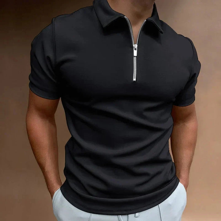 Casual heren polo met polokraag en moderne halve rits, korte mouwen. Veelzijdig voor smart casual mode.