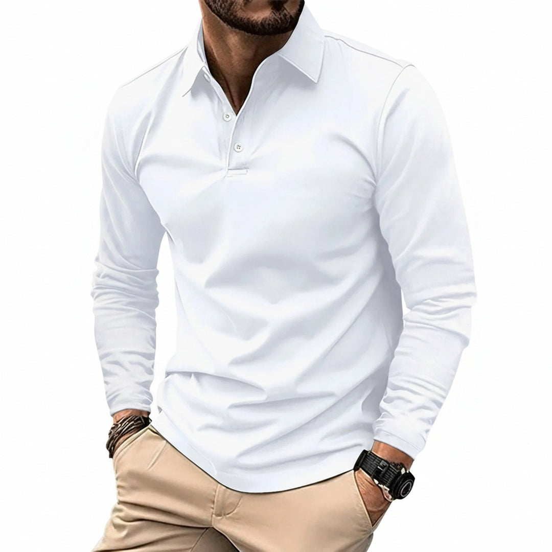 Heren slim fit polo met lange mouwen en klassieke kraag, perfect voor stijlvolle casual herenmode.