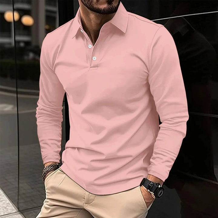 Comfortabele heren polo met lange mouwen en klassieke kraag; een slim fit keuze voor elke man.