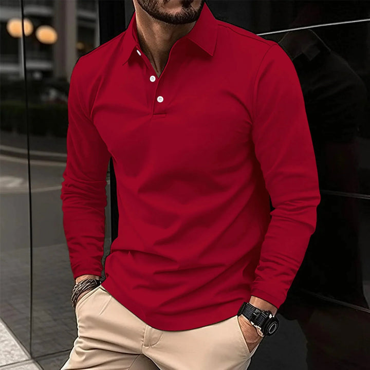 Moderne en stijlvolle heren slim fit polo met lange mouwen; essentiële bovenkleding voor de man.