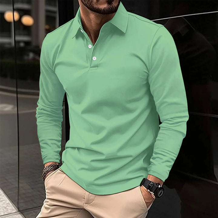 Klassieke heren slim fit polo met lange mouwen; een stijlvolle keuze voor casual en zakelijke look.