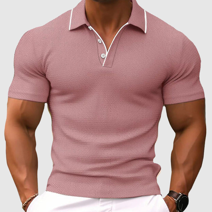Slim fit heren poloshirt, comfortabel en casual. Ideaal voor een moderne herenmode look met contrast kraag.