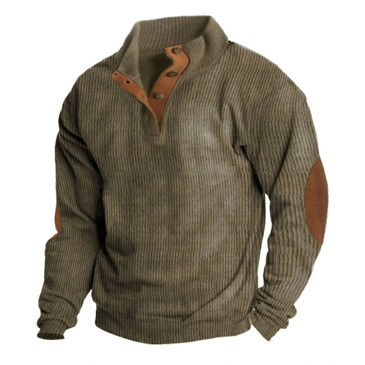 Stijlvolle heren ribgebreide trui met kwartsluiting. Comfortabele pullover, perfect voor herfst en winter herenmode.