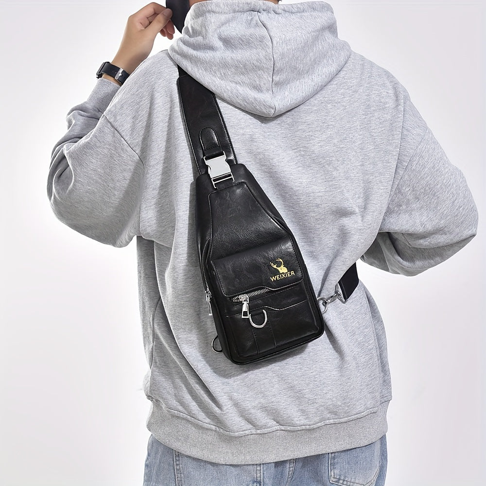 Blauwe lichtgewicht heren crossbody tas, slijtvast en comfortabel, perfect voor dagelijks avontuur.