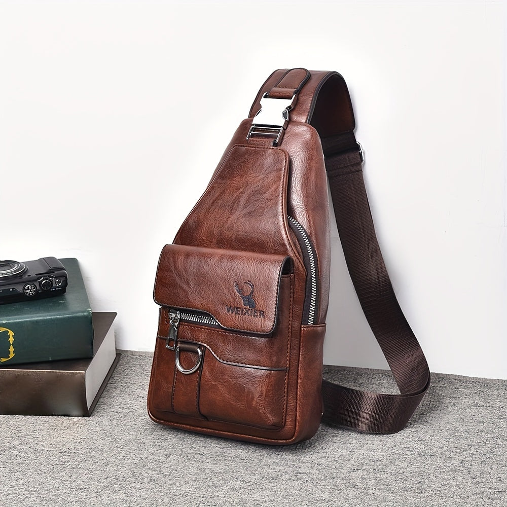 Beige heren tas, lichtgewicht en slijtvast, perfect als casual schoudertas met verstelbare band.