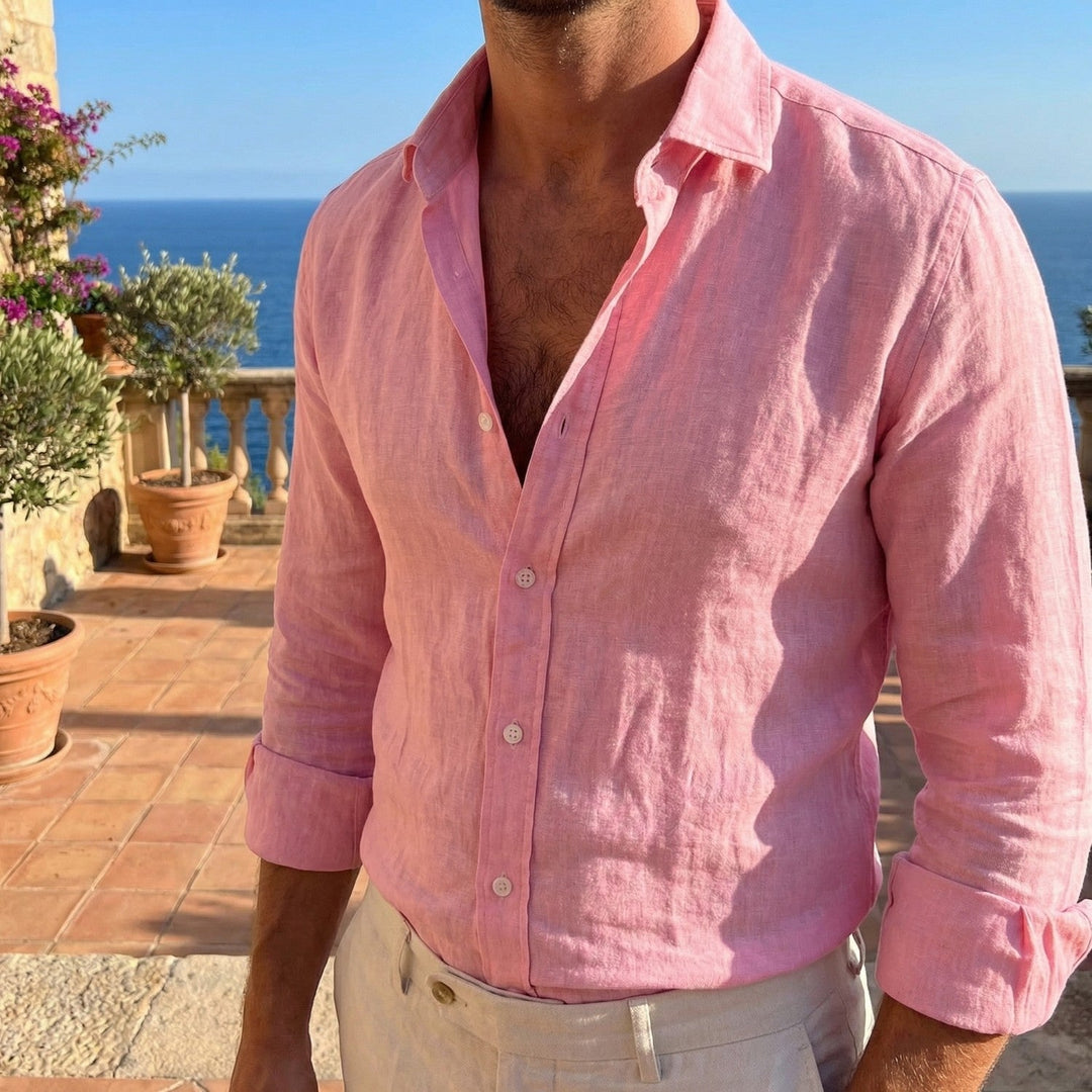 Elegant herenshirt met klassieke kraag, lange mouwen en knoopsluiting, voor een verzorgde uitstraling.