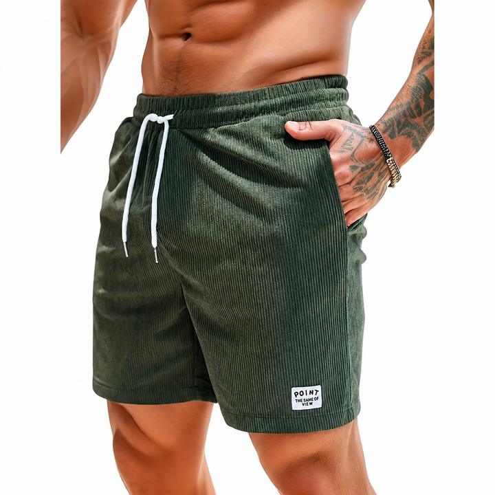 Mannen shorts met elastische taille en koordjes, perfect voor een ontspannen en casual uitstraling.