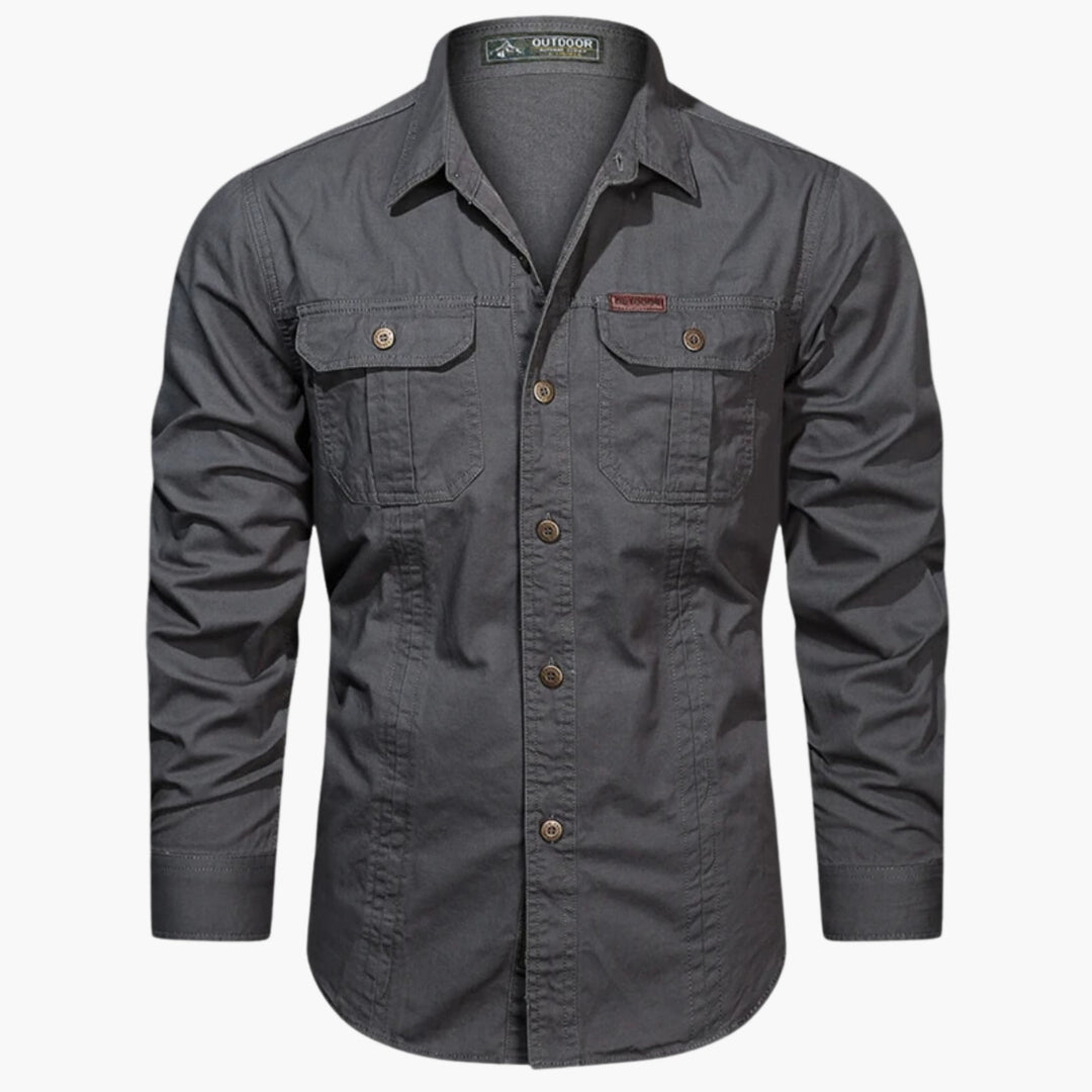Functioneel heren utility overhemd, lange mouwen, biedt robuust comfort voor dagelijkse casual stijl.