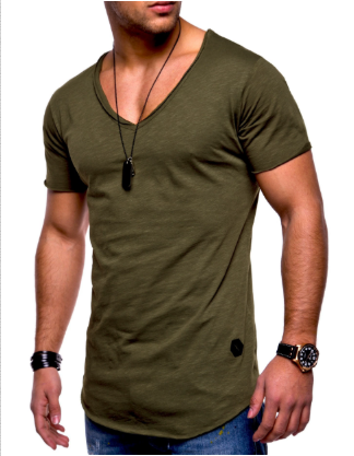 Modern heren V-hals T-shirt, slim-fit pasvorm voor dagelijks comfort en een trendy, veelzijdige look.