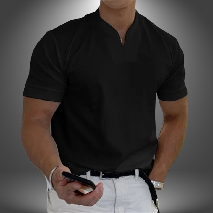 Trendy heren V-hals T-shirt met korte mouwen, een veelzijdige en comfortabele casual basic.