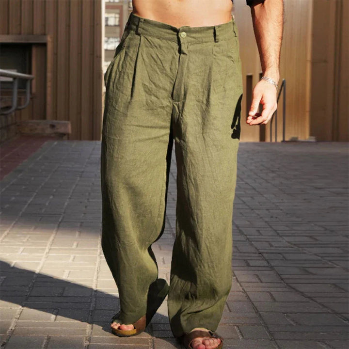 Heren comfort broek: geplooide wijde pijpen, veelzijdig voor casual en smart casual herenmode outfits.