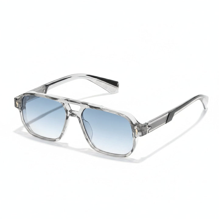 Heren aviator zonnebril met transparant montuur en UV400 bescherming voor optimale oogzorg.