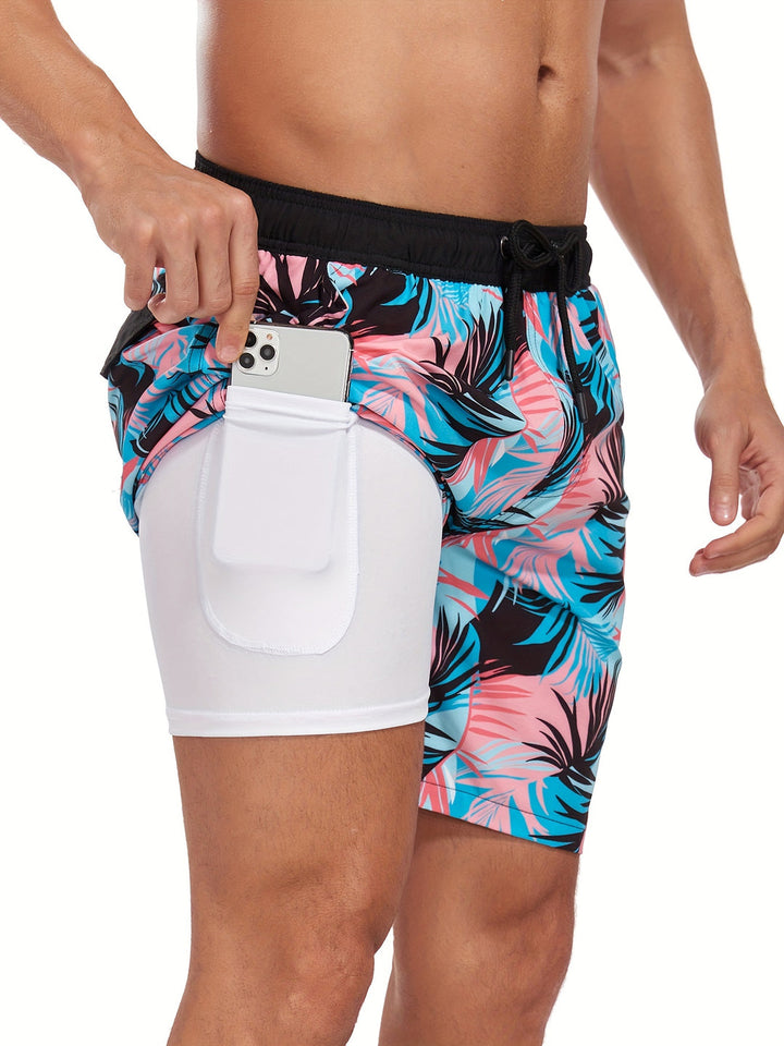 Heren swimshort met opvallende tropische flamingoprint in Hawaii stijl, perfect voor de zomer.
