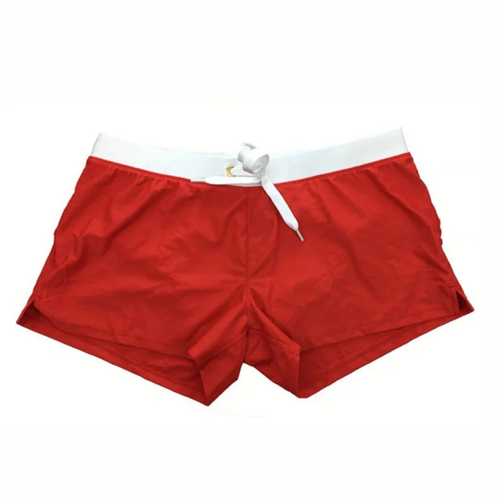 Zomerse heren zwemshort met trekkoord, zijsplits en sneldrogende stof voor waterplezier.