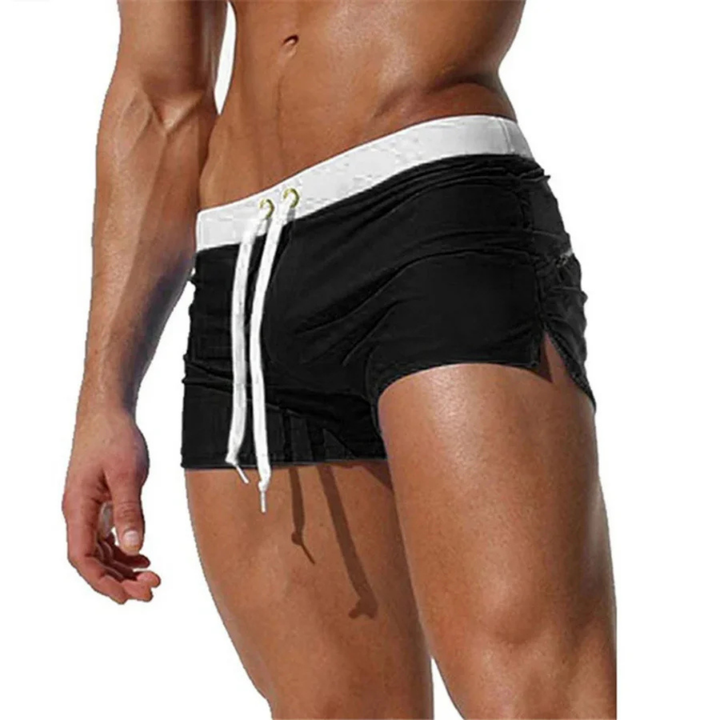 Heren badmode zwemshort met verstelbare taille, zijsplits en sneldrogend voor zwemmen en strand.