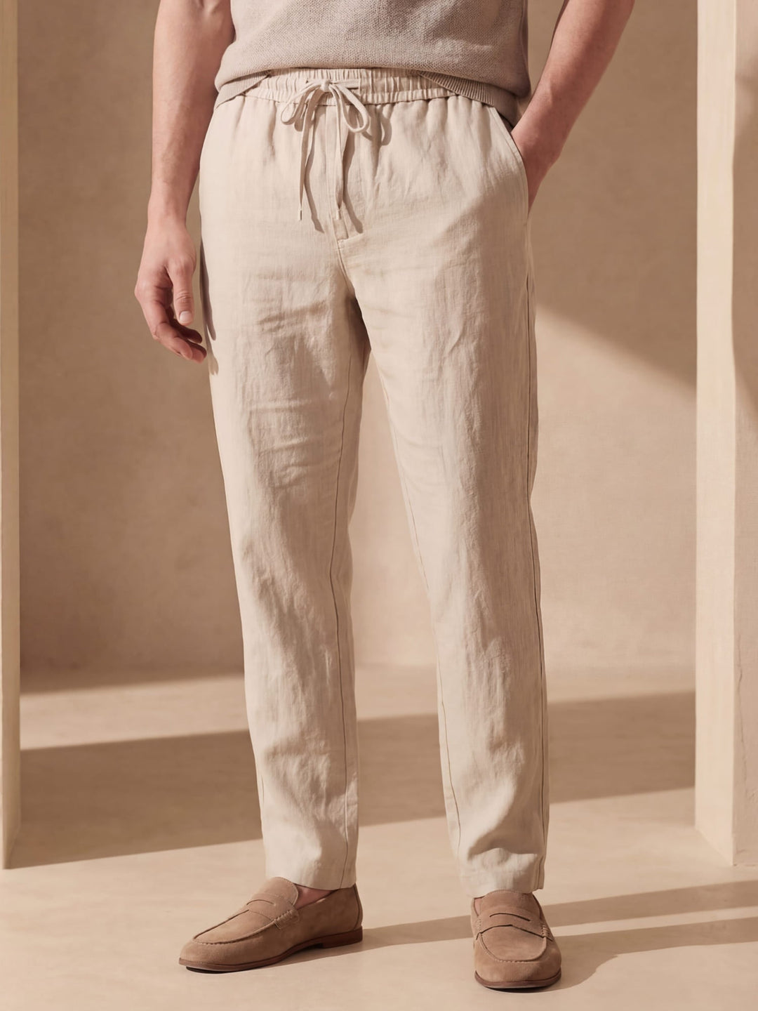 Comfortabele heren zomerbroek Jorian met relaxed-fit, perfect voor casual zomerdagen.