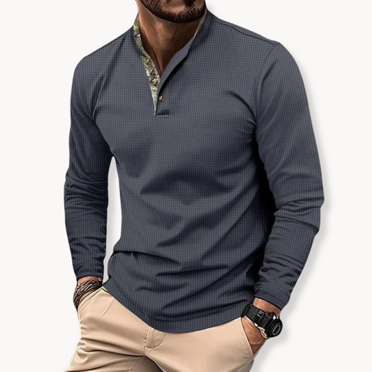 "Herenpolo, lange mouwen, contrastkraag, stijlvol design in diverse kleuren, geschikt voor casual en semi-formele gelegenhede