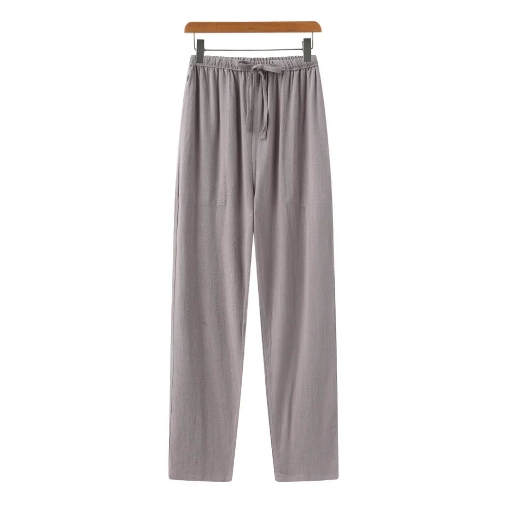 Achterzijde van de heren slim fit linnen pantalon. Rechte pijp en praktische zakken voor comfort en stijl.