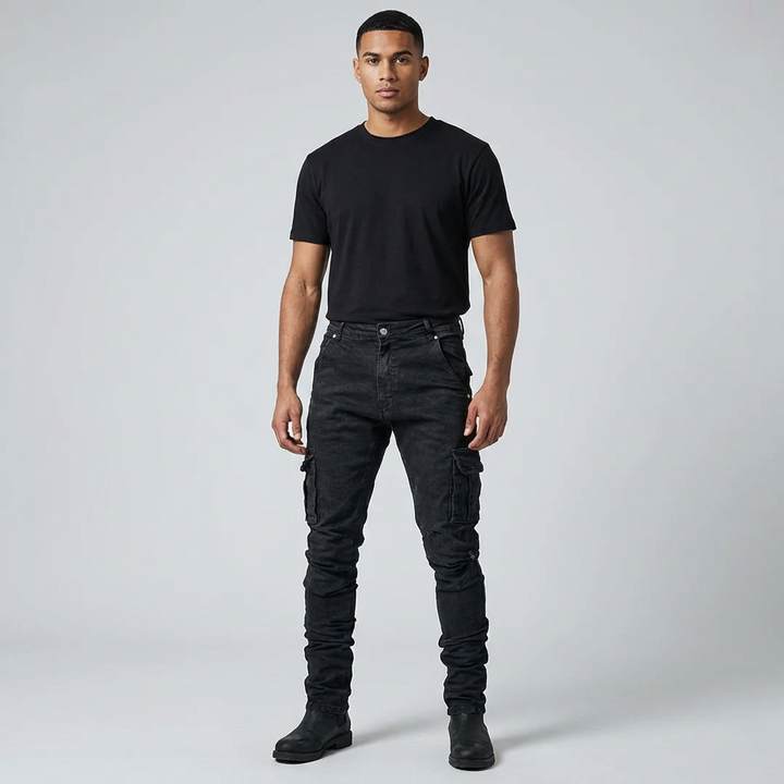Comfortabele heren stretch jeans met moderne pasvorm, ideaal voor dagelijks gebruik en casual mode.