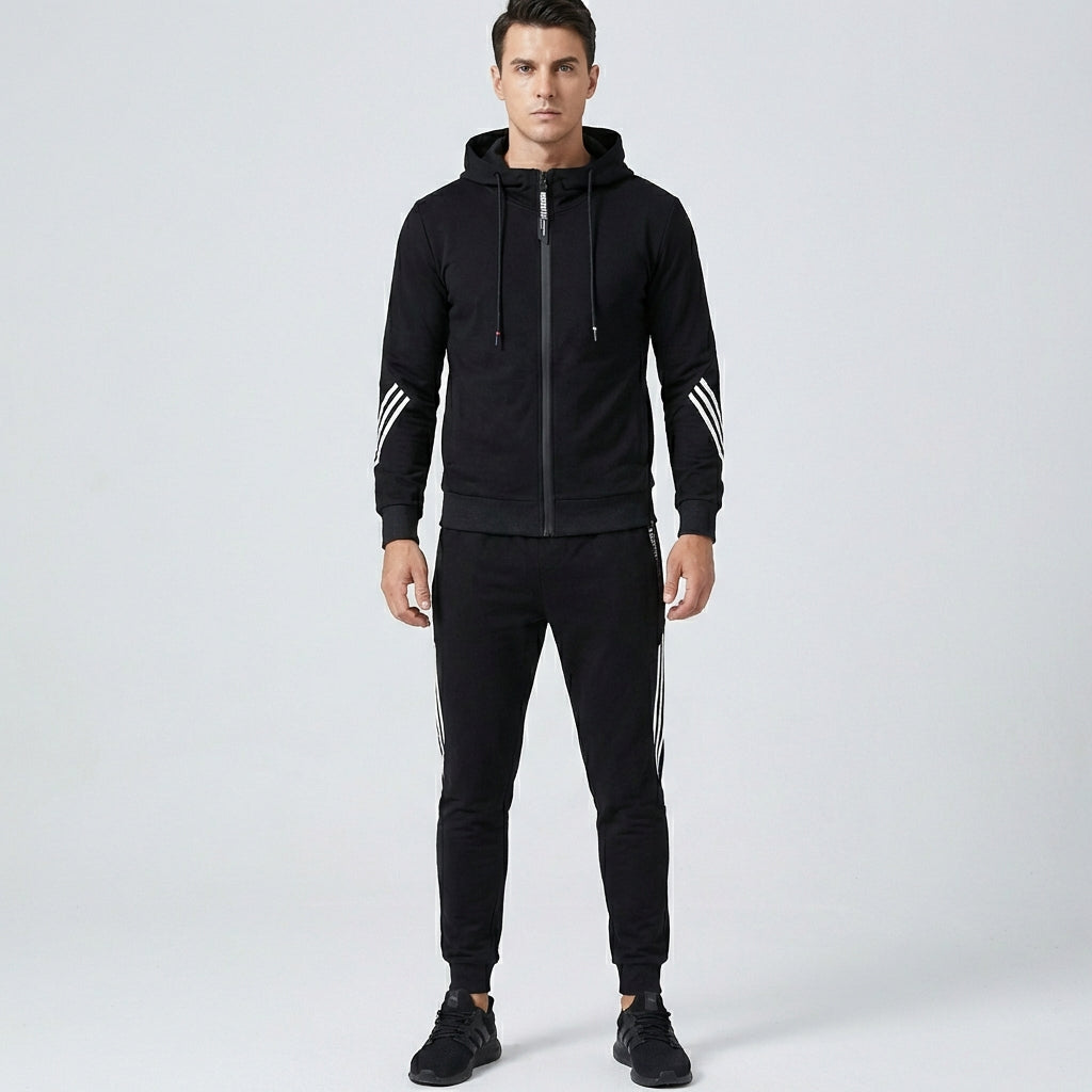 Heren sportief trainingspak van wolmix voor actieve dagen. Comfortabel 2-delig athleisure pak, ideaal voor vrije tijd.