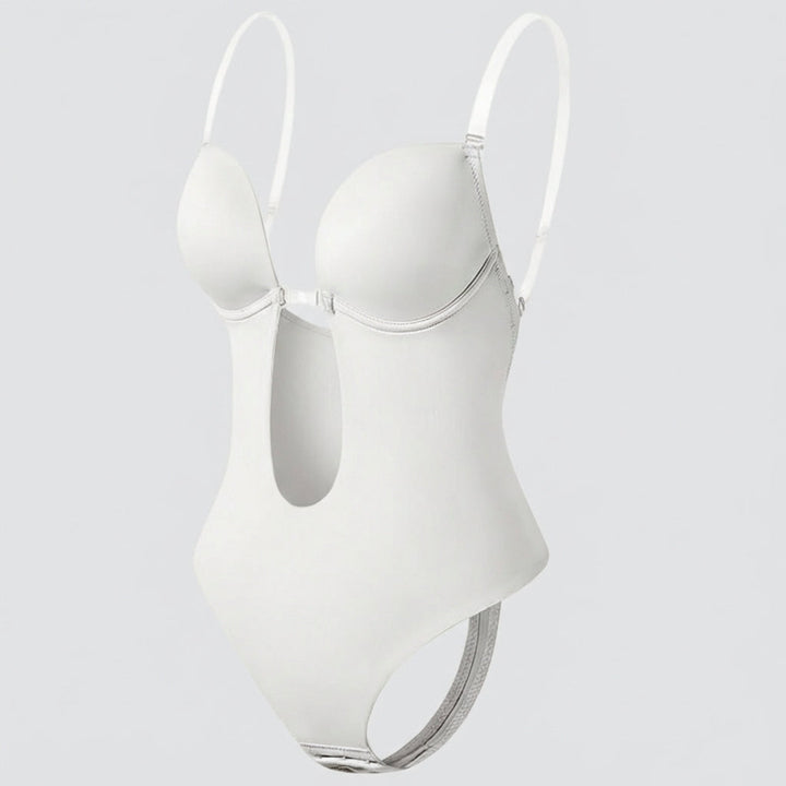 Comfortabele dames corrigerende bodysuit met diepe V-hals en rugloos ontwerp; onzichtbare shapewear voor elk figuur.