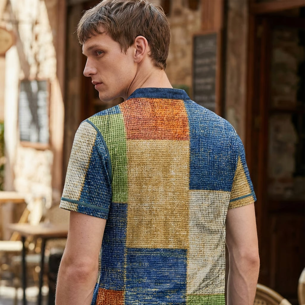Comfortabel heren wafel breisel shirt, losse pasvorm, perfect voor dagelijkse kleding.