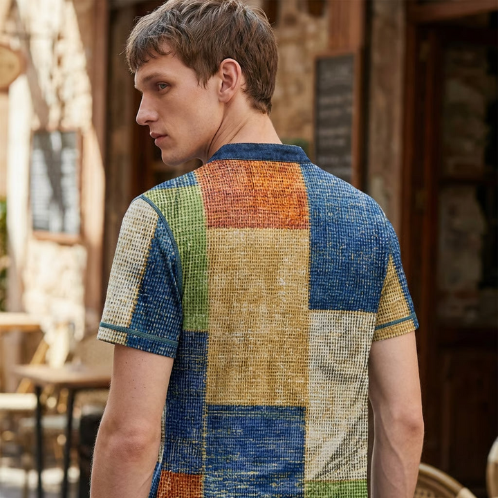 Comfortabel heren wafel breisel shirt, losse pasvorm, perfect voor dagelijkse kleding.