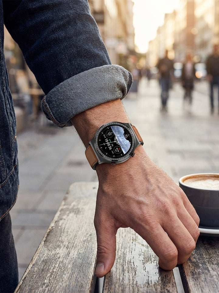 Unisex ECG smartwatch met geavanceerde Osram sensor voor nauwkeurige hartslag- & gezondheidsmonitoring.