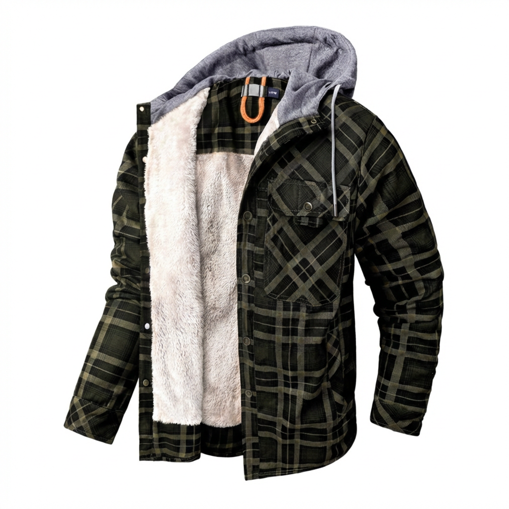 Heren mode overshirt: geruit, met capuchon en zakken, voor een stoere en warme look in de winter.