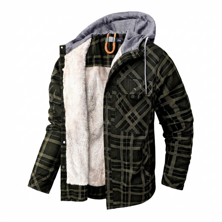 Heren mode overshirt: geruit, met capuchon en zakken, voor een stoere en warme look in de winter.