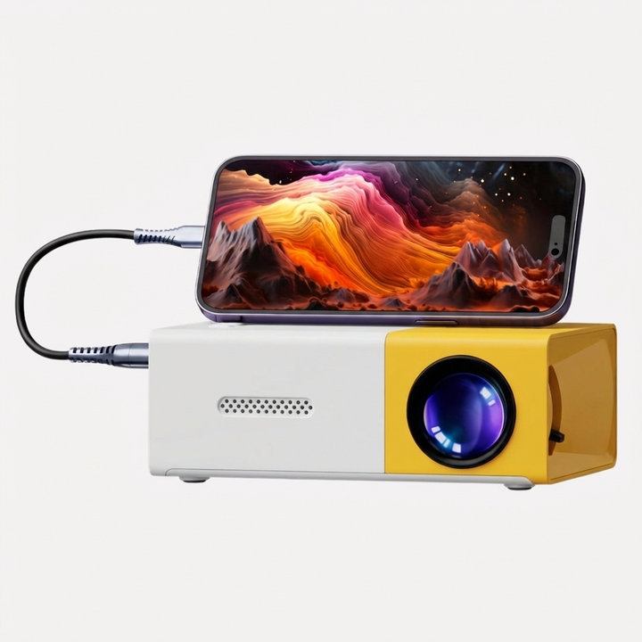 Draagbare miniprojector, perfect voor levendig groot HD-beeld. Geniet van films, gaming en presentaties overal.