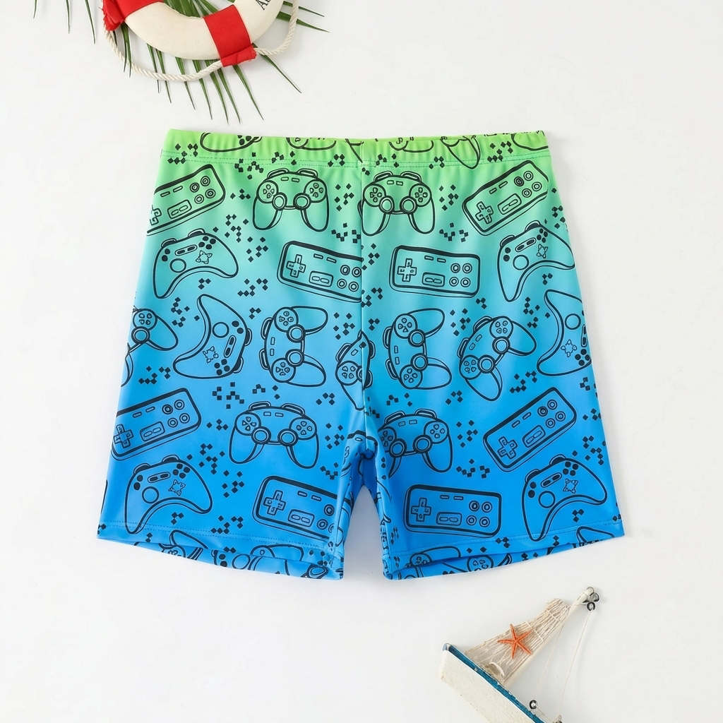 Vrolijke jongenszwembroek, perfect voor kinderen en waterpret. Sneldrogende strandkleding met comfortabele pasvorm.