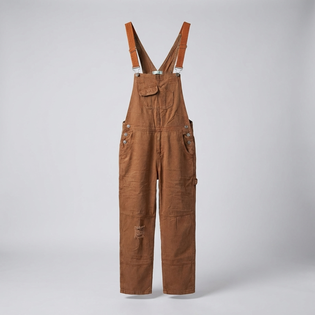 Duurzame bruine unisex overall voor werk en vrije tijd; ideale buitenkleding voor tuin, klus en comfort.