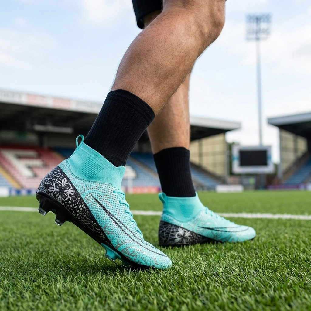Heren voetbalschoenen hoge enkel voor stabiliteit en optimale grip op gras & kunstgras. Ideaal voor voetbal training/wedstrijd.
