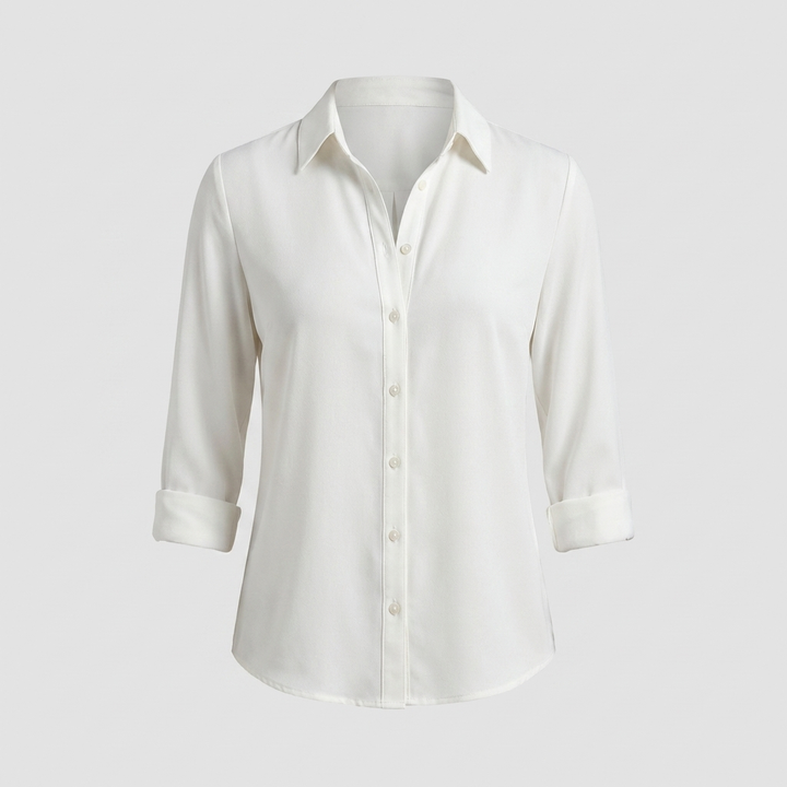 Dames blouse met V-hals, casual gedragen voor een relaxte lente outfit. Comfortabele en trendy kleding, veelzijdig.