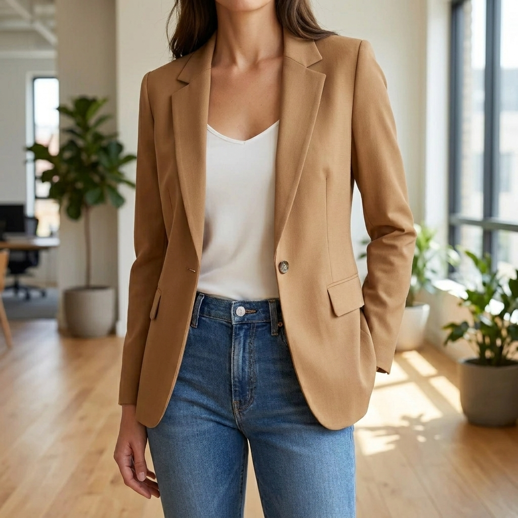 Dames getailleerde blazer met één knoop in een elegante snit voor een stijlvolle look.