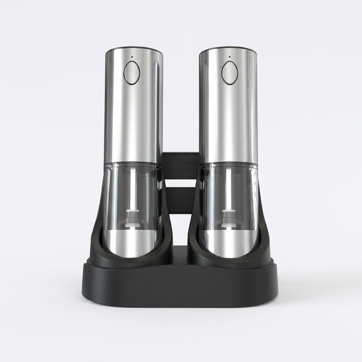 Moderne elektrische molenset voor zout en peper, moeiteloos specerijen malen met één hand. Keuken must-have.