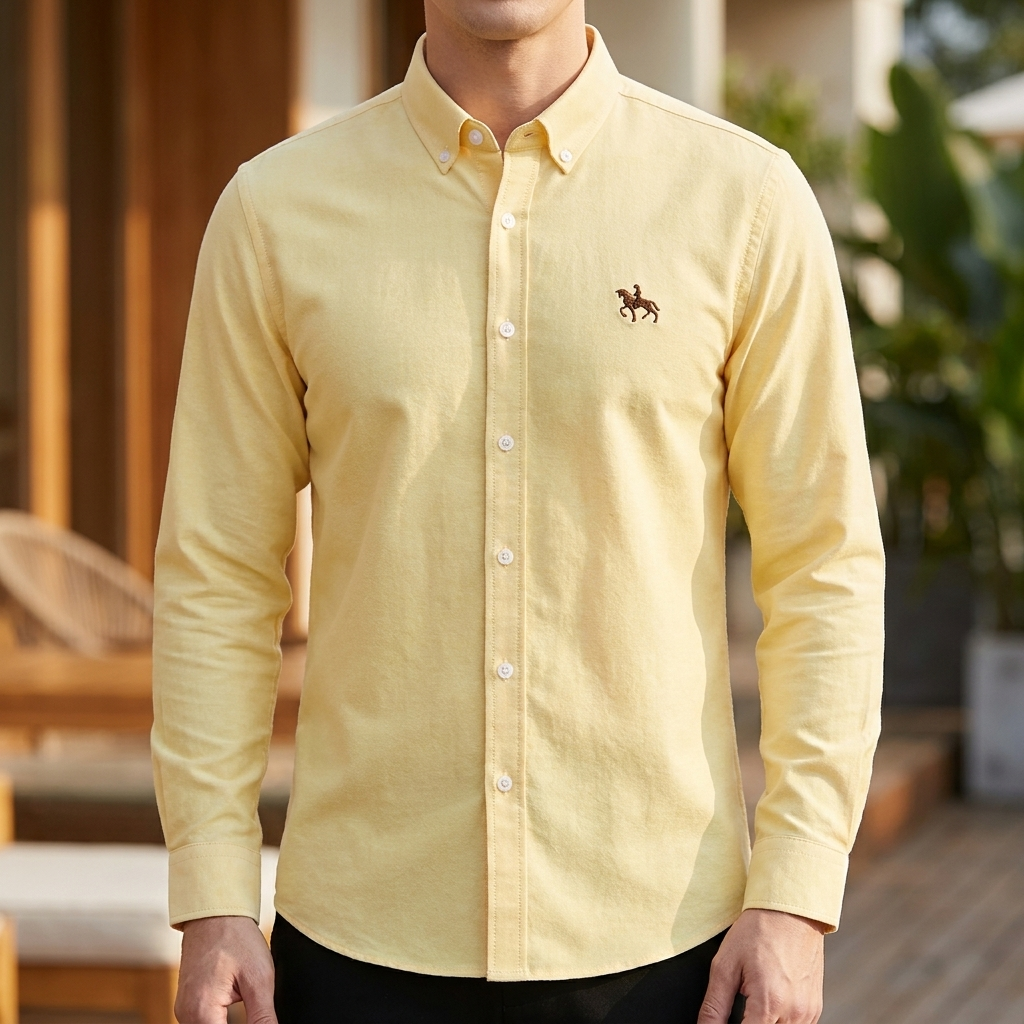 Klassiek herenoverhemd met geborduurd paard, ideaal voor een smartcasual en modieuze look.