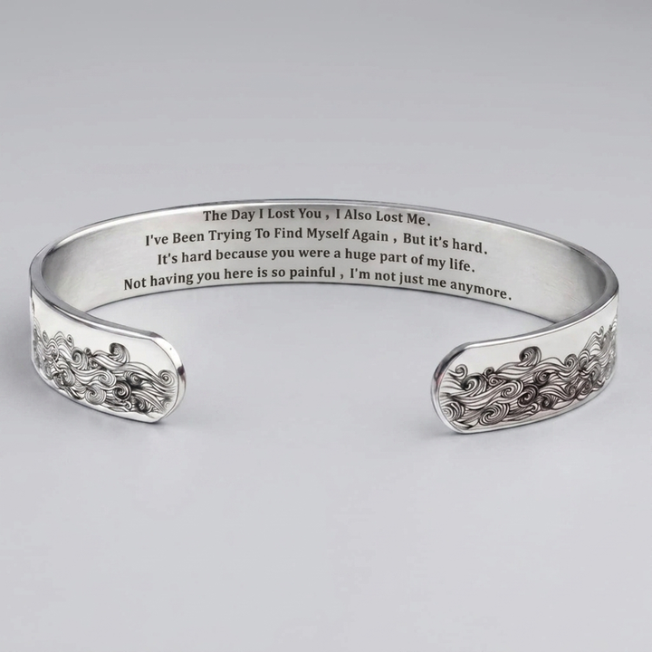 Emotionele rouwarmband 'De Dag Dat Ik Je Verloor' van rvs, een liefdevol persoonlijk cadeau voor dierbaren.