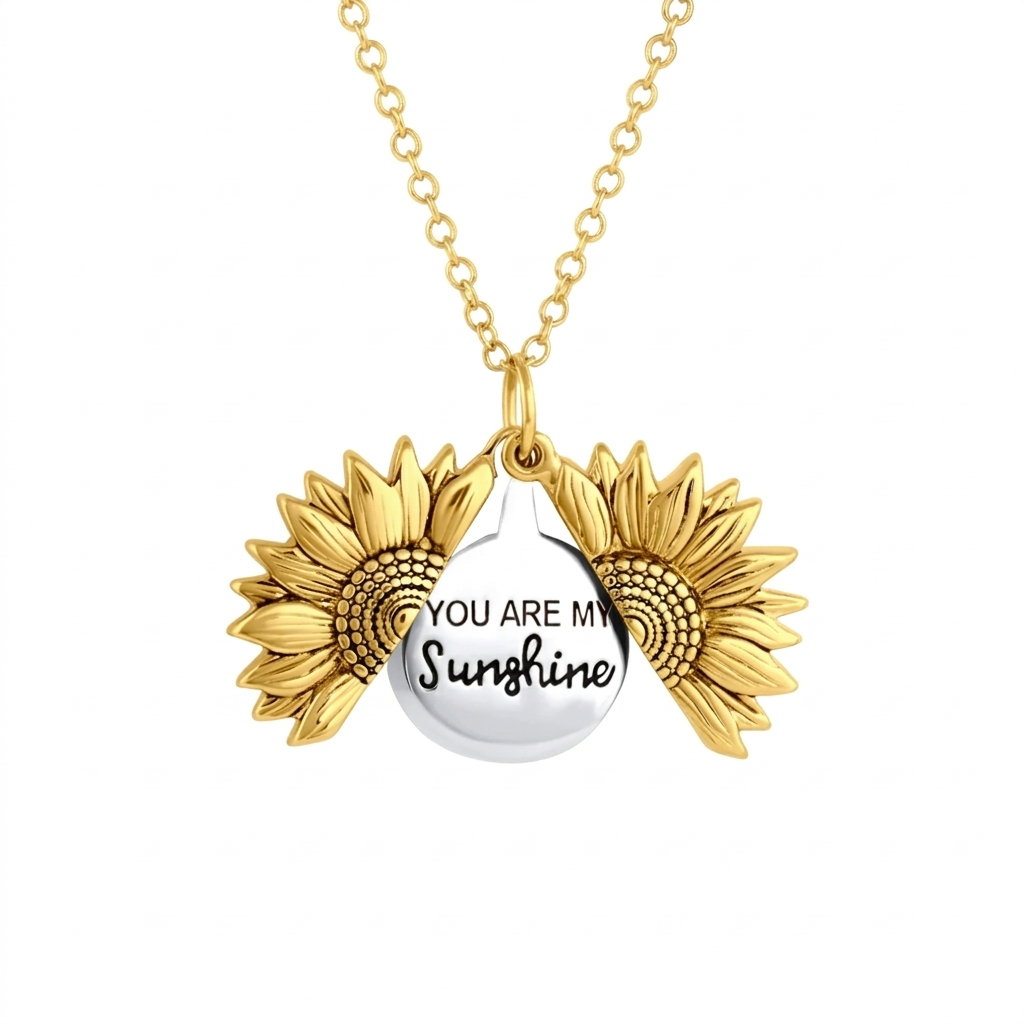 Elegante koperen damesketting 'Jij bent mijn zonnetje', betekenisvol sieraad als liefdevol cadeau.