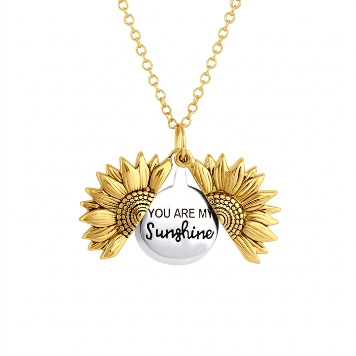 Elegante koperen damesketting 'Jij bent mijn zonnetje', betekenisvol sieraad als liefdevol cadeau.