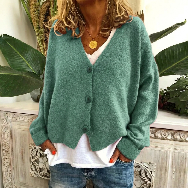 Stijlvol dames V-hals vest met knoopjes, veelzijdige katoenen cardigan voor comfortabele laagjes.