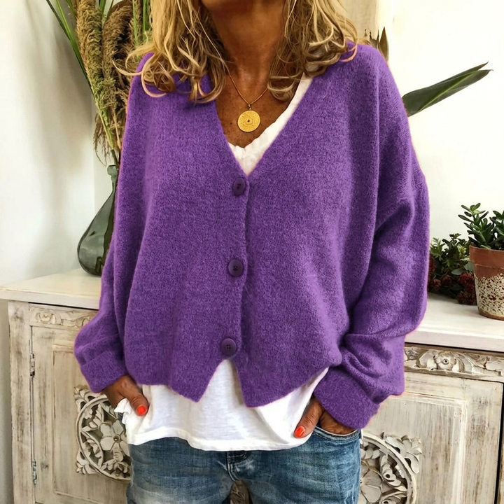 Comfortabel dames V-hals vest met knoopjes, lange mouwen, perfect voor veelzijdige laagjes.