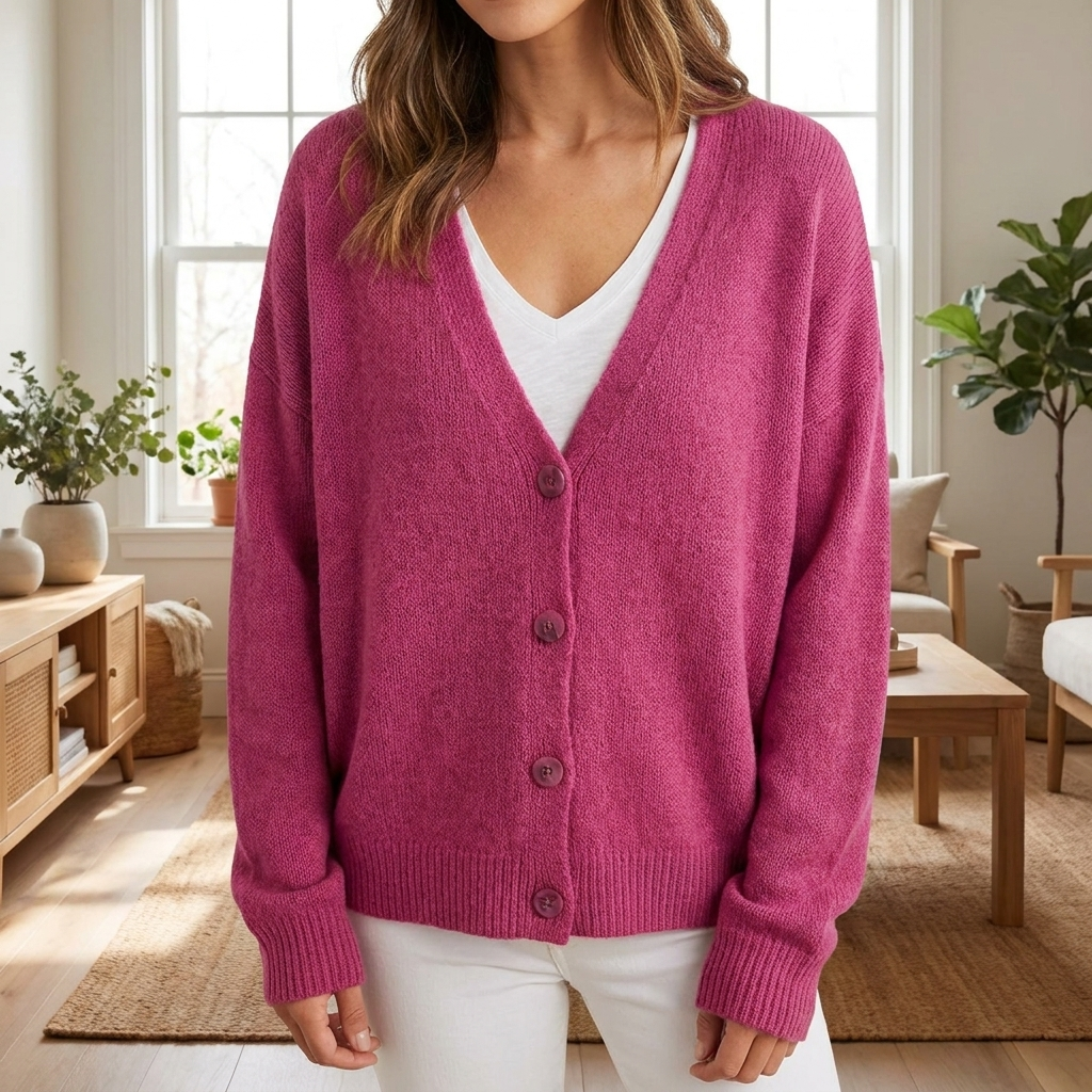 Comfortabel dames V-hals vest met knoopjes, van katoen, ideaal voor veelzijdige laagjes.