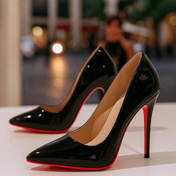 Stijlvolle klassieke zwarte dames pumps met puntige neus en slanke hoge hak, ideaal als avondschoenen.