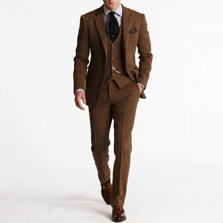 Formele heren businessset, driedelig pak met blazer, vest en broek. Perfect voor kantoor, vergaderingen en evenementen.