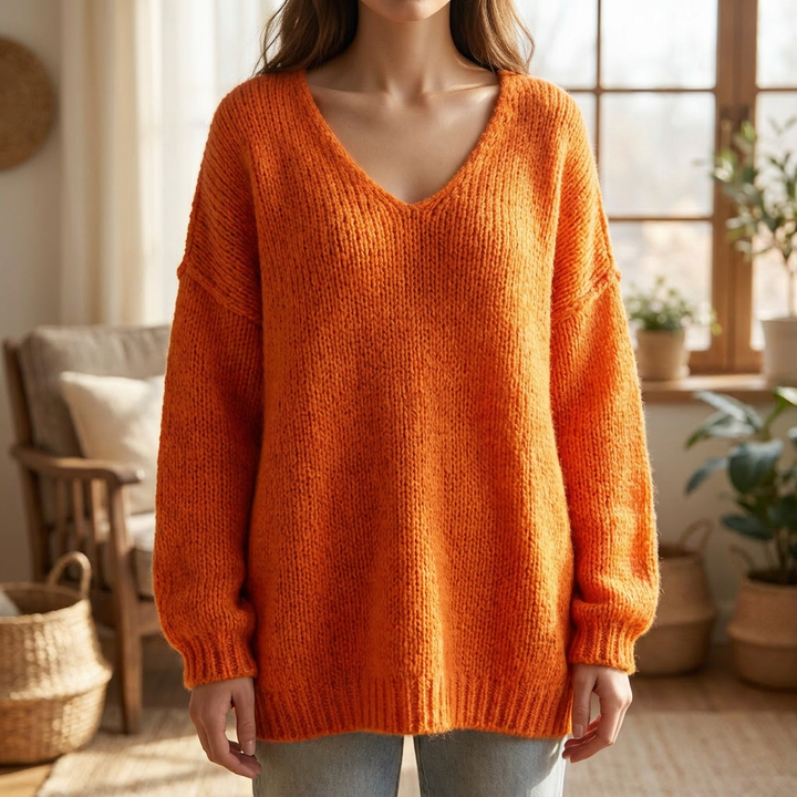Dames V-hals trui van polyester, elegant en comfortabel, ideaal voor een tijdloze, veelzijdige look.